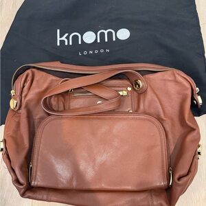 Knomo brown leather laptop bag